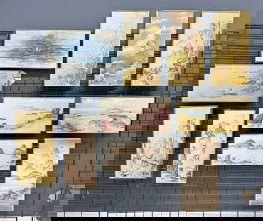 (11) Roland Partos estate paintings, some o/c and most o/b....good overall condition, all in metal: (11) Roland Partos estate paintings, some o/c and most o/b....good overall condition, all in metal frames, roughly all the same size give or take, measuring in the ballpark of 24" x 12". Born in Timis