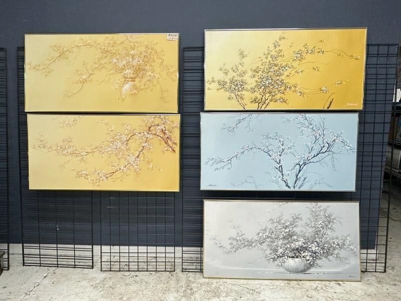 (5) o/c Roland Partos still life & floral paintings, all in nice estate condition, in metal frames, (1 of 1)