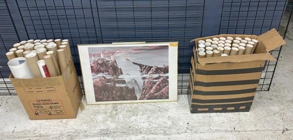 Roland Partos, big lot of signed prints of his in tubes, one framed, good lot for a dealer to sort