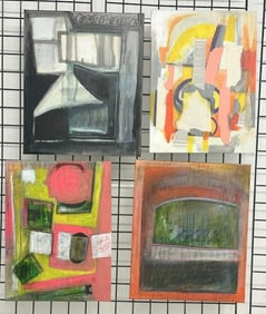 Edward Berkise (4) abstract o/c paintings, (2) measure 24" x 20", and (2) measure 24" x 18", in very