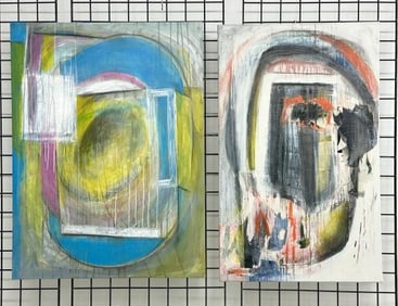 Edward Berkise (2) o/c abstract paintings, directly from his Woodstock, N.Y. Studio. In fine