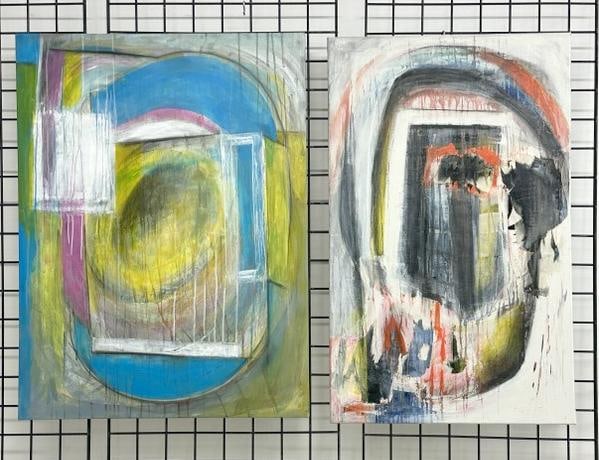 Edward Berkise (2) o/c abstract paintings, directly from his Woodstock, N.Y. Studio. In fine (1 of 2)