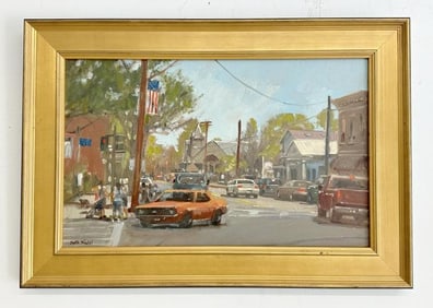 Seth Nadel o/c wonderful Hudson Valley town street scene, he lived and worked in the Hudson Valley,