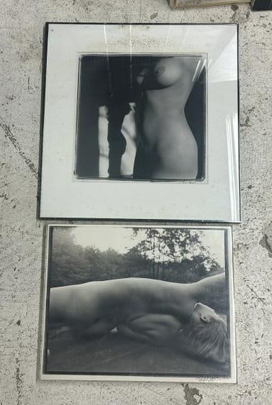 (2) Will Faller female nude signed photographs ( gelatin silver prints ), one is number 1 of 15, one: (2) Will Faller female nude signed photographs ( gelatin silver prints ), one is number 1 of 15, one in lucite frame, one has foxing on the matting on top, not the image. Images measure 15" x 15" and