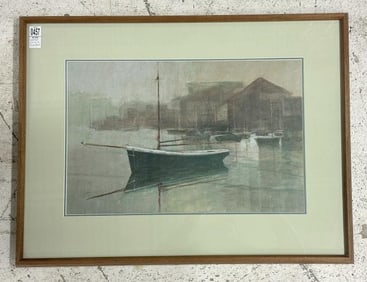 William Thomson ( 1931-2014 ) watercolor seascape with sailboats, nicely framed and matted. Signed