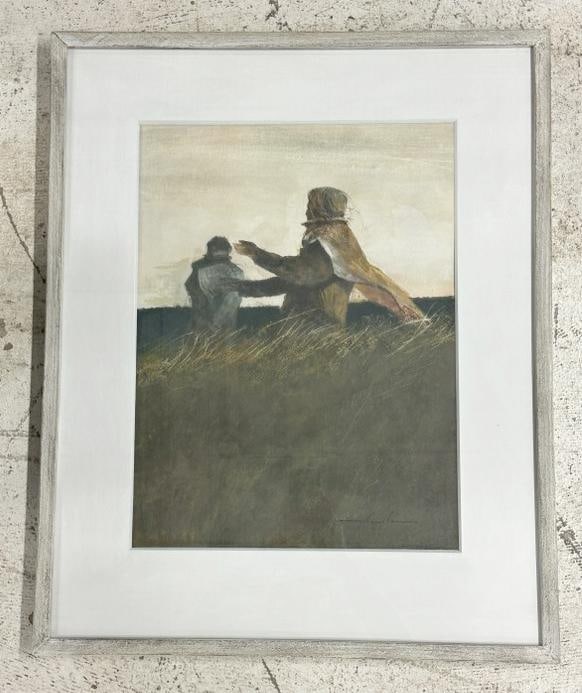 William Thomson ( 1931-2014 ) watercolor titled ( FIGURES IN A FIELD ), fine estate condition, the (1 of 3)