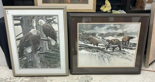 (2) signed large wildlife prints, one is by ( ROD FREDERICK ) titled The Nesting Call, number 703 of