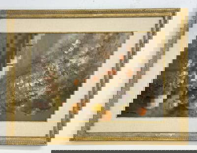 Tom Nicholas (Born 1934) o/c still life titled ( STILL LIFE WITH FRUIT ), wonderfully executed, in: Tom Nicholas (Born 1934) o/c still life titled ( STILL LIFE WITH FRUIT ), wonderfully executed, in nice frame with linen matting. Has name plate placque label on frame as pictured. In fine condition,