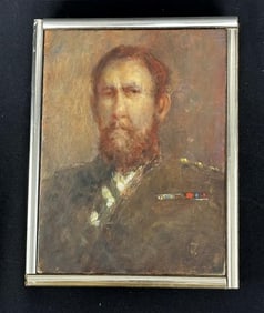 William Thomson ( 1931-2014 ) small o/b titled ( LOST BRADY PHOTO ), inscribed on back, measures 7"