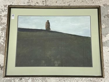 William Thomson ( 1931-2014 ), watercolor landscape with figure on a hill, signed lower right,