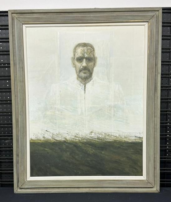 William Thomson ( 1931-2014 ) large mixed media on board, titled ( WIND SERIES - ARTIST WITH ARTISTS (1 of 5)