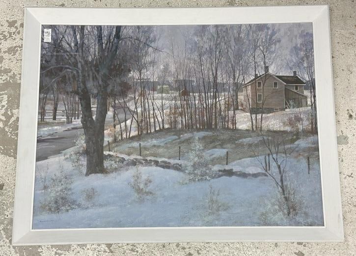 George Englert ( 20th c ) large watercolor landscape titled ( BARRETT'S ), a farmhouse in Dutchess (1 of 5)