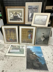 Estate lot misc. prints, and David Tindle Art Poster, one has broken glass….good lot for dealer to
