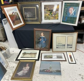 Estate lot prints and photographs, including Joel Anderson Irish Cottage photograph, (2) Ferucci