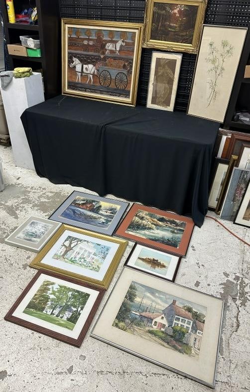 Estate lot of original artwork including wartercolors, (2) oil paintings etc. Good lot for a dealer (1 of 7)