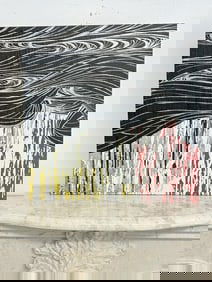 David Ellis ( Born 1971 ) Mixed Media on wood, titled ( FLOW B, dated 2012 ), with Joshua Liner