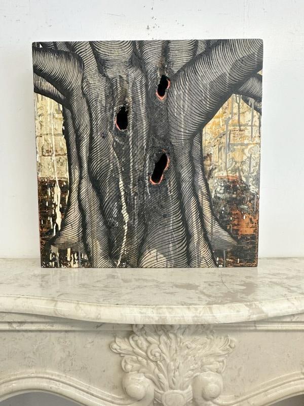 David Ellis ( B 1971 ) Mixed Media on wood, titled ( TREE 2, dated 2012 ). With Joshua Liner (1 of 3)