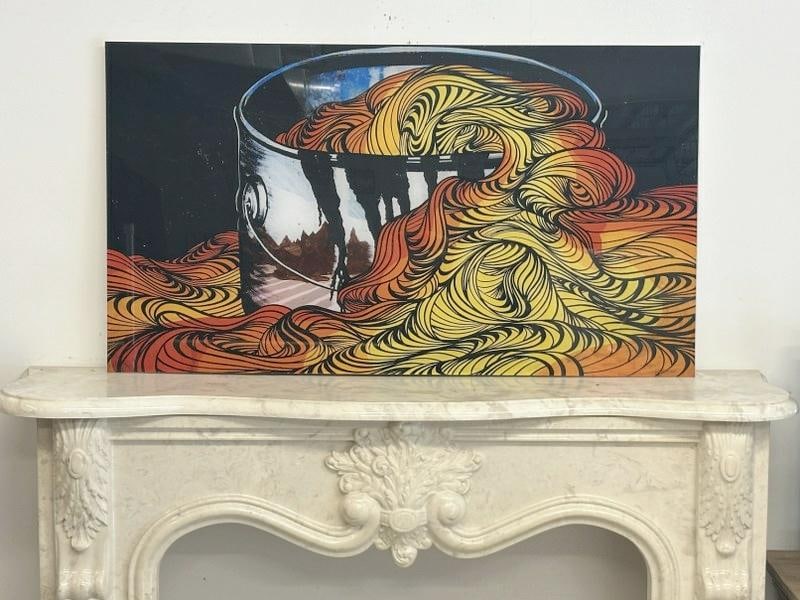 David Ellis ( B 1971 ), colorful print under lucite, titled ( ANIMAL C PRINT ), from 2011, number 1 (1 of 5)