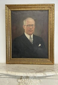 Circa 1930 o/c portrait of Kingston, New York Mayor Eugene B. Carey. Directly from the families