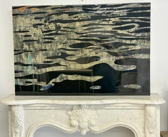 David Ellis (Born 1971) Mixed Media on wood panel titled ( HUDSON RIVER, 2013 ), acrylic, ink,