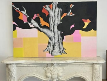 David Ellis (Born 1971)  Mixed Media on wood panel titled ( COLOR TREE , 2011 ), in nice condition,