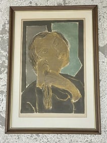 Francisco Bores Lopez (1898 - 1972)  signed Mid Century lithograph, ( SERENE MODERNIST PORTRAIT 1960