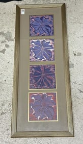 Ann LeVasseur framed Petunias reductive woodblock prints, water base on torinoko paper. From estate