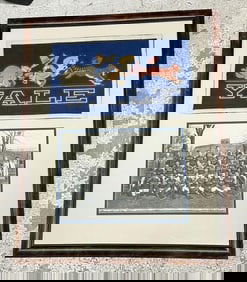 Framed vintage Yale Pennant & Lacrosse Photo. Professionally framed photo of the Yale Lacrosse team