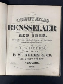1876 Atlas of Rensselar County, NY Troy. This atlas mesures 13 1/4 x16 and was printed by Charles