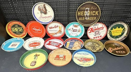 ( 16 ) BEER TRAYS, some in better condition than others, just as we found them. Good variety....From