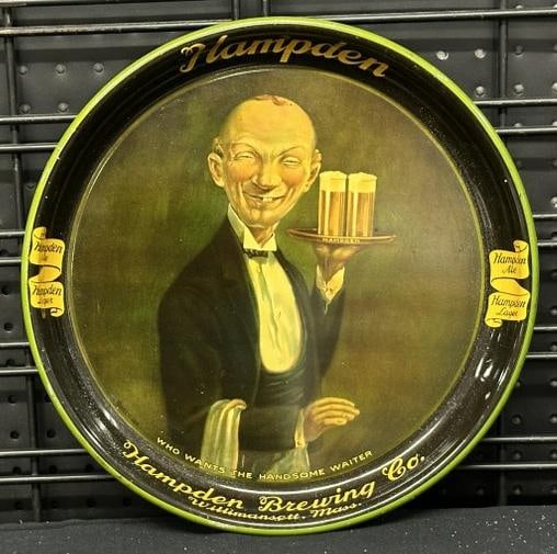 Hampden BEER TRAY with Ugly Waiter, nice overall condition, just as we found it...From a one owner: Hampden BEER TRAY with Ugly Waiter, nice overall condition, just as we found it...From a one owner estate of a Breweriana collection in Kingston, New York, he had hung the beer trays on the walls in h
