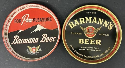 (2) BARMANN'S BEER TRAYS, Kingston, New York Brewery, overall nice condition, hard to find local