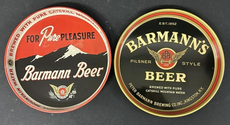 (2) BARMANN'S BEER TRAYS, Kingston, New York Brewery, overall nice condition, hard to find local (1 of 1)