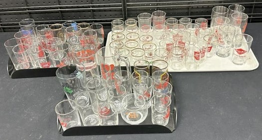Big lot older BEER advertising glasses, including Beer's & Places, great lot for a dealer to sort