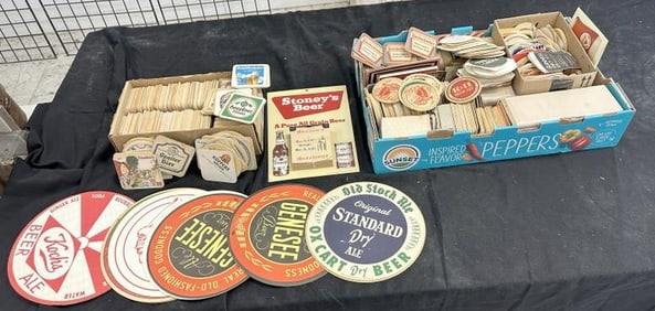 Large lot vintage BEER coasters, matt's, and related paper goods, many different beer coasters, good