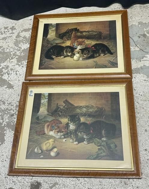(2) decorative CAT prints in matching frames, nice overall condition, signed ( BLAIR ), from Hudson (1 of 4)
