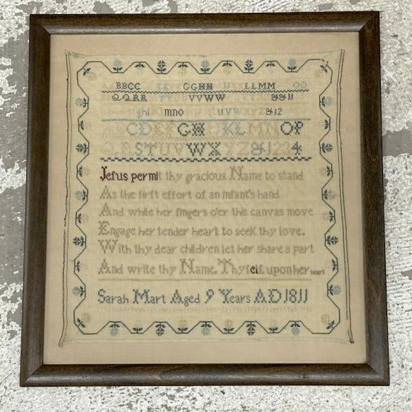 SAMPLER dated 1811, ( SARAH MART ), nice condition, from Hudson Valley estate, frame measures 18" x (1 of 1)