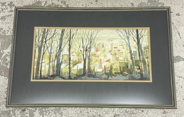 Marge Sellergard w/color impressionist cityscape, signed lower right, nicely framed and matted, (1 of 3)