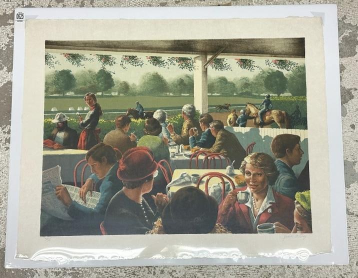 Signed Jenness Cotez Deluxe Edition print titled ( BREAKFAST AT SARATOGA ), on Japon Paper, in nice (1 of 4)