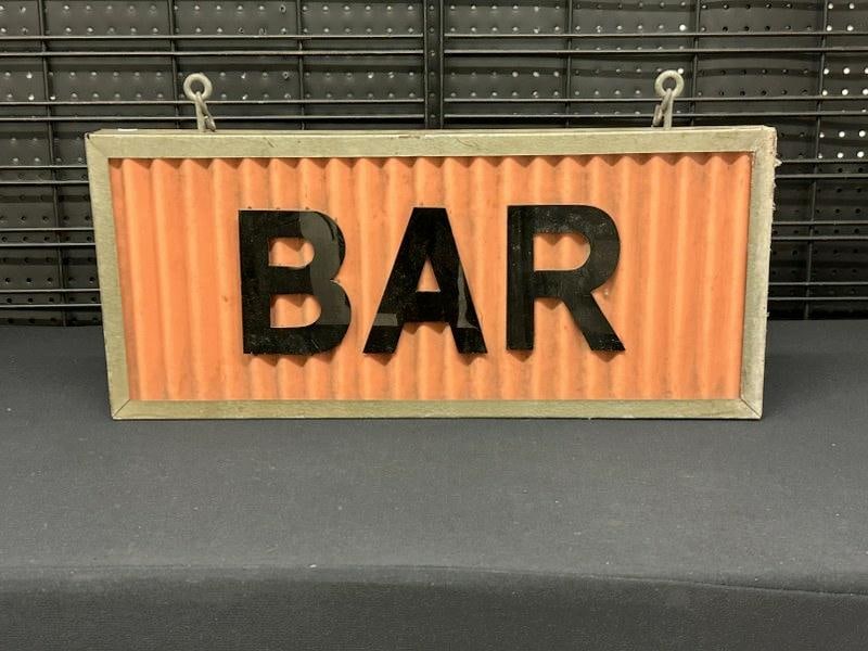 Cool circa 1950's BAR double sided sign, ( needs a good washing ), in good condition, measures 10" x (1 of 3)