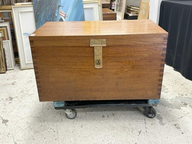 Asian storage chest, dovetailed construction, structurally sound, measures 34" wide x 20" deep x 19" (1 of 4)