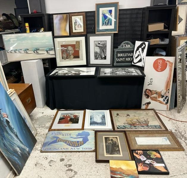 (19) framed misc. pcs. To include signed prints, reproduced advertising pieces, photographs, older (1 of 12)