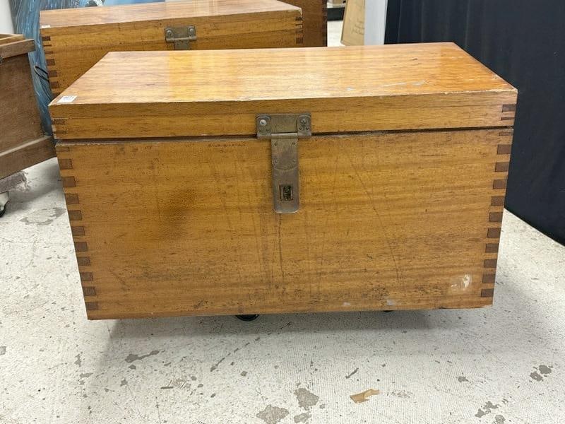 Asian storage chest, dovetailed construction, structurally sound, measures 34" wide x 20" deep x 19" (1 of 2)