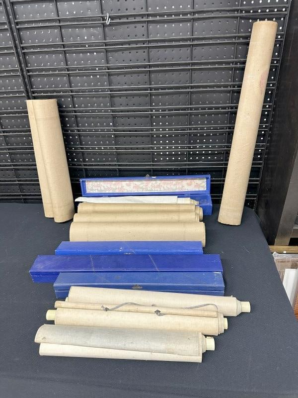 (12) ASIAN hand embroidered scrolls, some in original boxes, overall nice condition, from estate of (1 of 9)