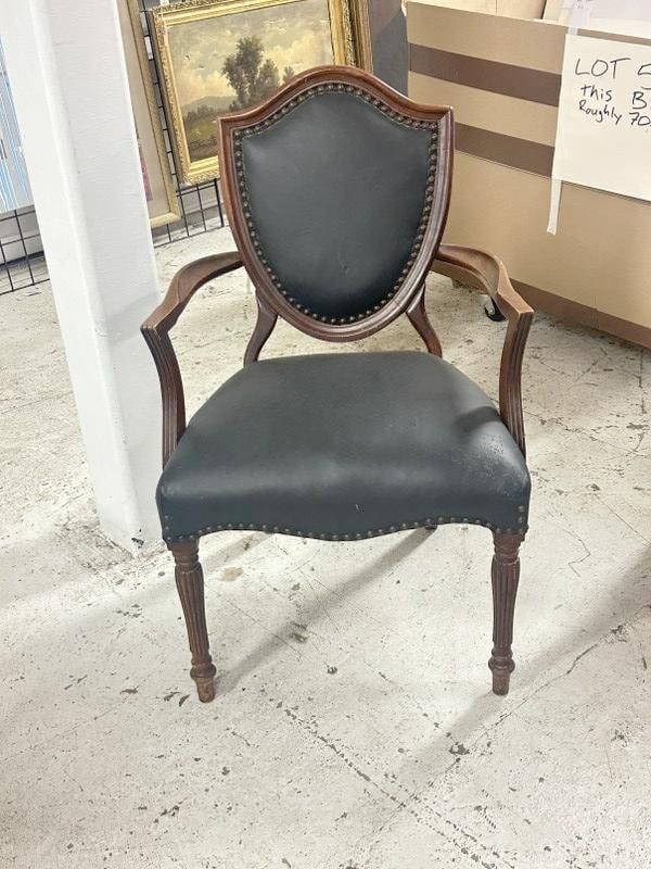 Mahogany armchair, structurally sound, some scratches to the seat, just as we found it….: Mahogany armchair, structurally sound, some scratches to the seat, just as we found it….