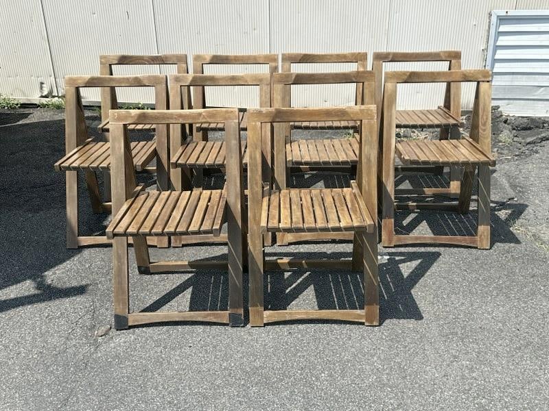 (11 ) ALDO JACOBER Mid Century folding chairs, wear to finish, all structurally sound, from the (1 of 3)