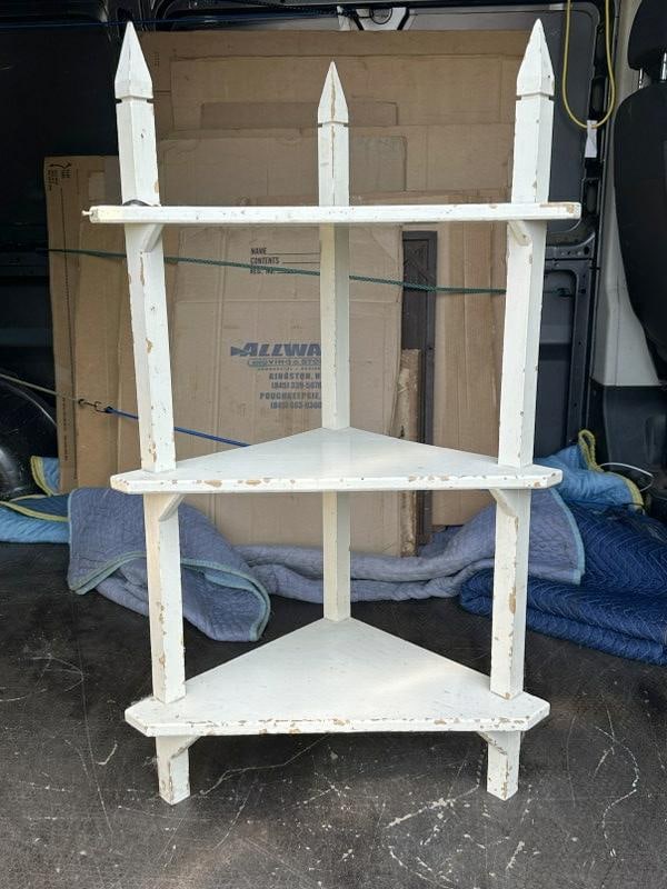 White country corner stand, measures 44" x 24" x 16" deep. From Hudson Valley farmhouse. (1 of 2)