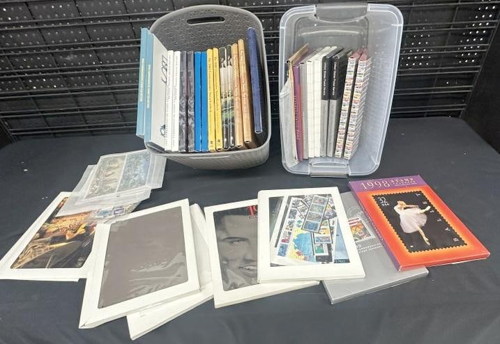 (2) boxes of commemorative stamps in original sleeve holders, plus some loose stamps…..from local (1 of 4)