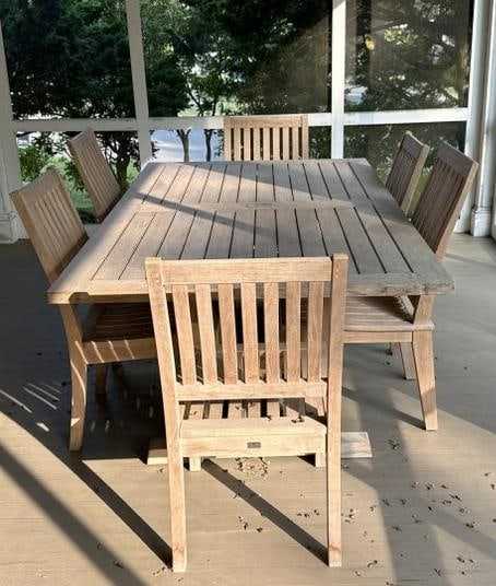 Wonderful GLOSTER Teak outdoor dining table and (6) chairs, from fine Doctor's estate in Kingston, (1 of 5)