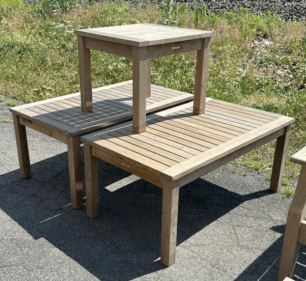 LANDS END (3) teak tables, in very nice condition, structurally sound, and always taken care of, (1 of 3)